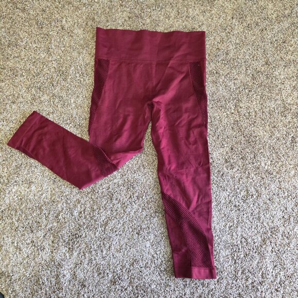 FOREVER 21 Leggings Women's Size M Yoga Pants Active Mesh Workout Maroon - Picture 1 of 4